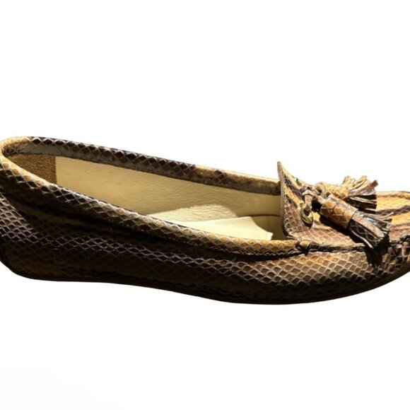 Stuart Weitzman Womens Snake Print Loafers With Tassels Size 6.5 - Picture 7 of 7